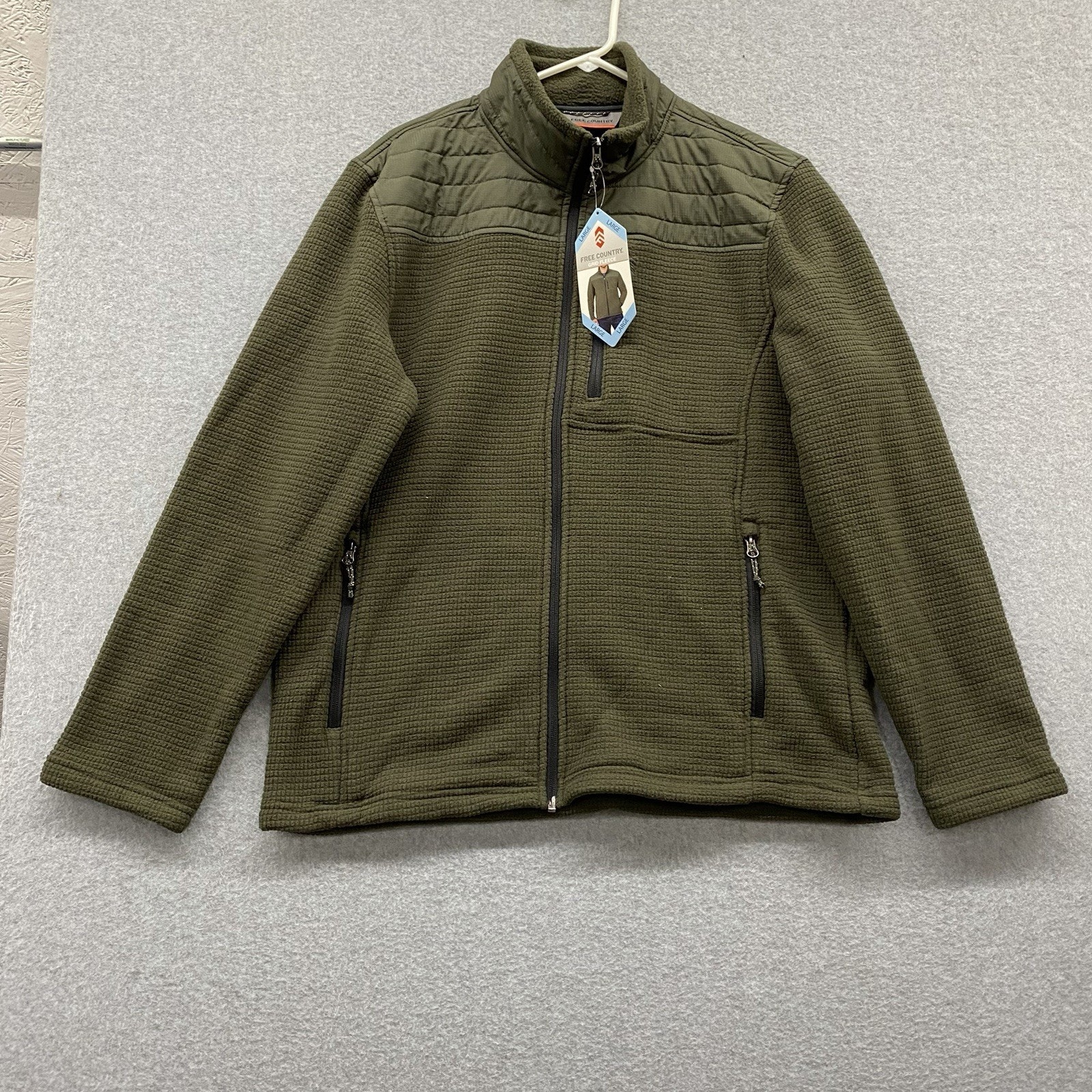 Free Country Men’s L Grid Fleece Jacket Dark Olive Gorpcore Hiking Outdoor Nwt — image 2 of 8